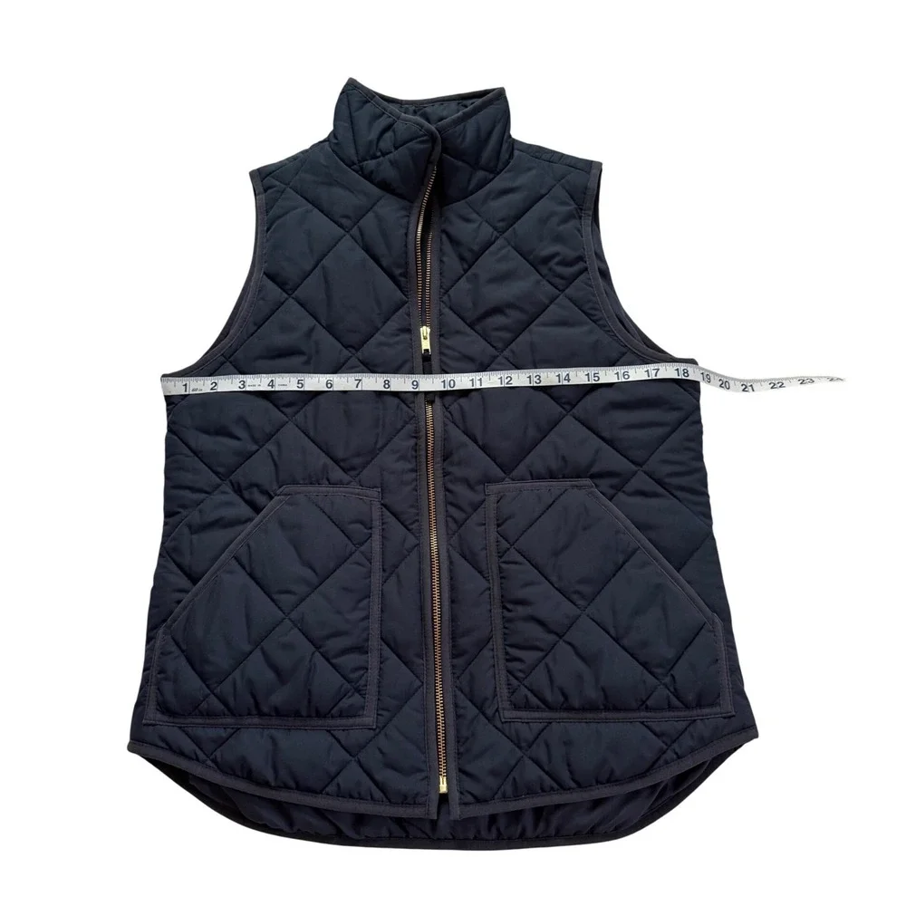 J. Crew Quilted Navy Blue‎ Puffer Vest S Preppy Quiet Luxury Country Club Euro